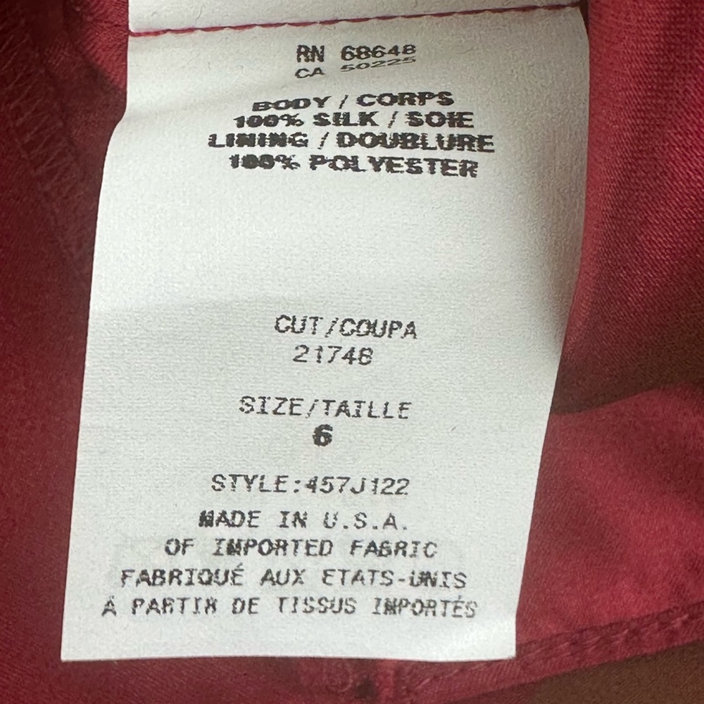A.B.S. 100% Silk Red Strapless Cocktail Dress, NWT E0230 - Picture 9 of 13